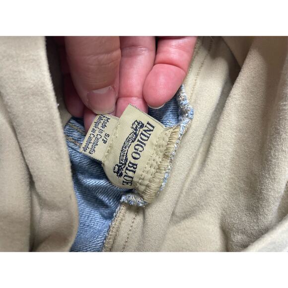 Indigo Blue Light Denim Full Panel Capri Materntiy size small Cropped Jeans Y2K - Picture 4 of 6